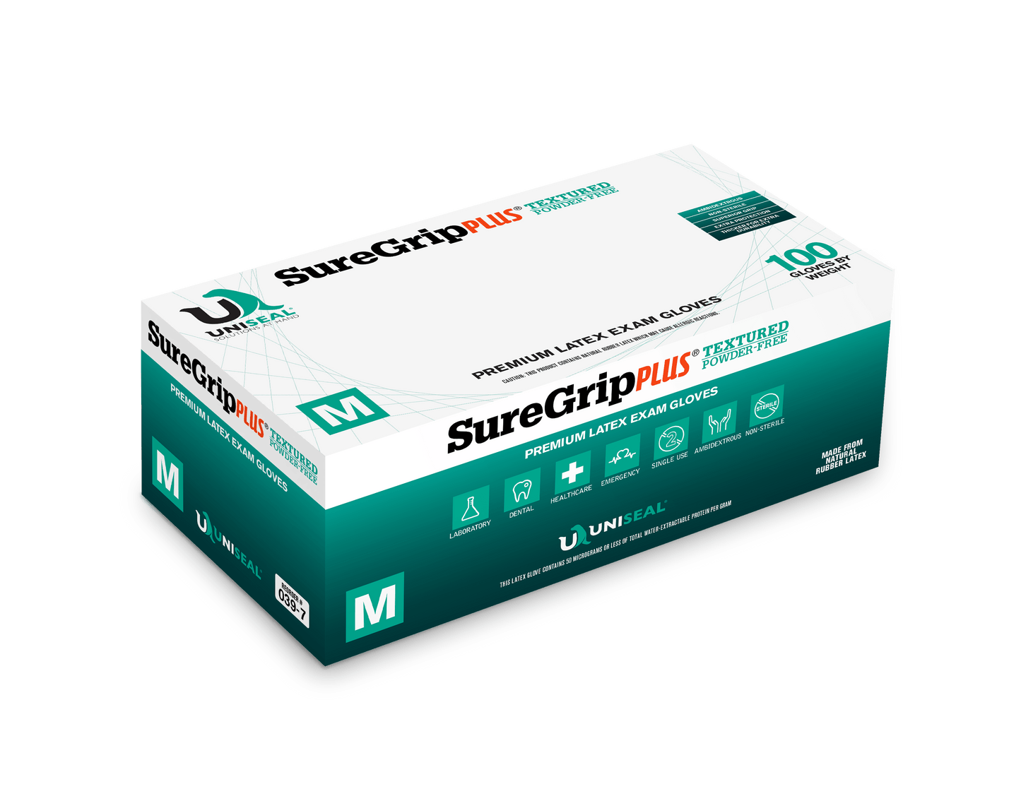 UniSeal SureGrip PF Specialty Latex Exam Gloves 039